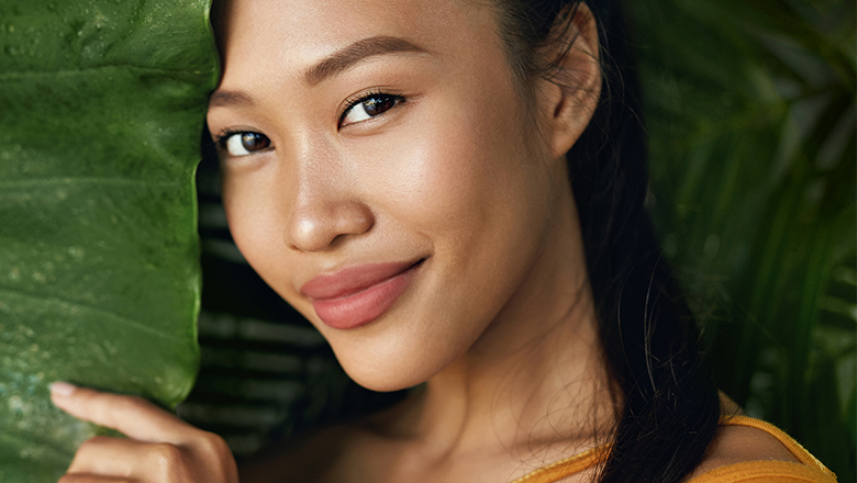 close up portrait of a young woman's face